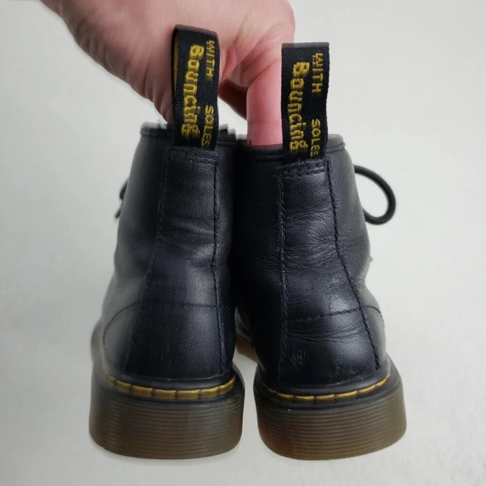 Dr Martens 1460 Softy T Boot Kids 12 Black Leather Side Zip Combat Grunge Junior